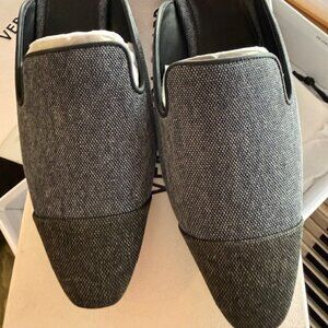 New Veronica Beard Cecile Denim Cap Toe Mule Size 8 Blue Black